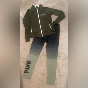 PINK Victoria's Secret Ultimate top & Ombre Leggings both sz Medium